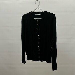 Zara Black Knitwear with Gold Accents